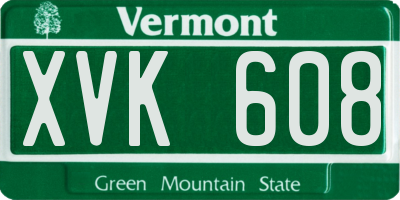 VT license plate XVK608