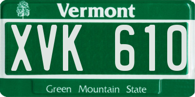 VT license plate XVK610