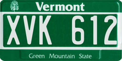 VT license plate XVK612