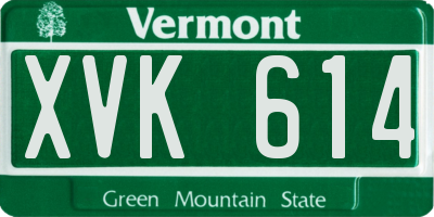 VT license plate XVK614