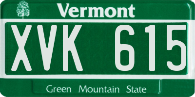 VT license plate XVK615