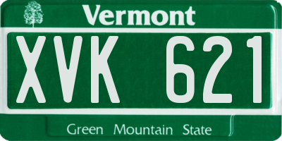 VT license plate XVK621