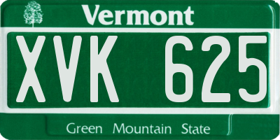 VT license plate XVK625