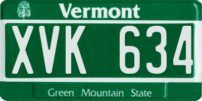 VT license plate XVK634