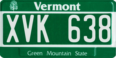 VT license plate XVK638