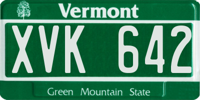 VT license plate XVK642
