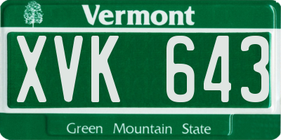 VT license plate XVK643