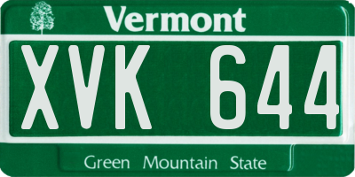 VT license plate XVK644