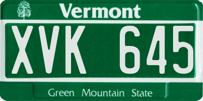 VT license plate XVK645