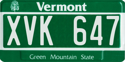 VT license plate XVK647