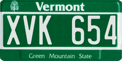 VT license plate XVK654