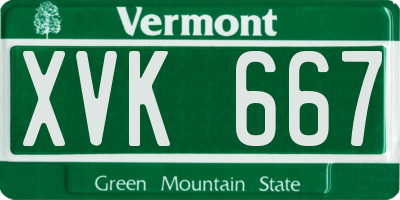 VT license plate XVK667