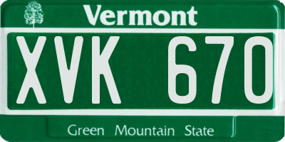 VT license plate XVK670