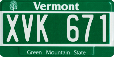 VT license plate XVK671