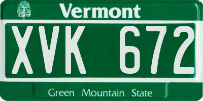 VT license plate XVK672