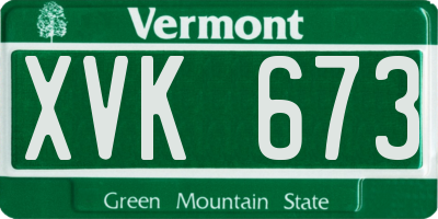 VT license plate XVK673