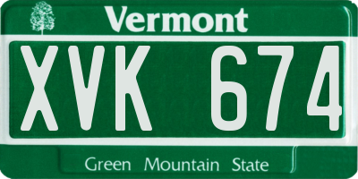 VT license plate XVK674