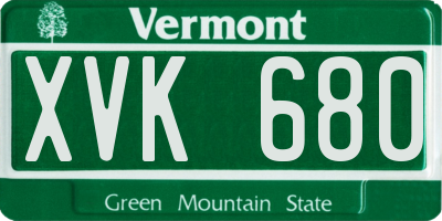 VT license plate XVK680