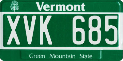 VT license plate XVK685