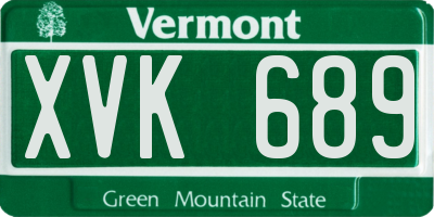 VT license plate XVK689
