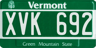 VT license plate XVK692