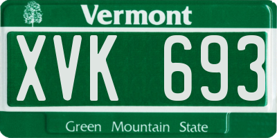 VT license plate XVK693