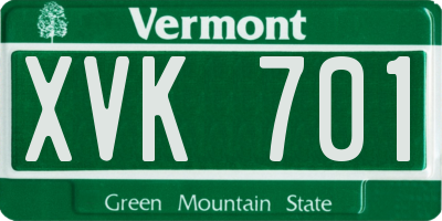 VT license plate XVK701