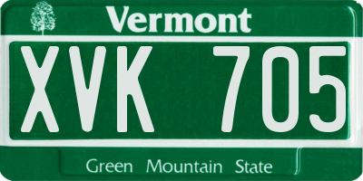 VT license plate XVK705