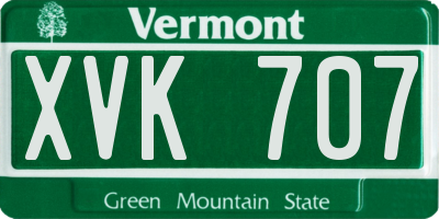 VT license plate XVK707