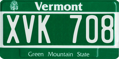 VT license plate XVK708