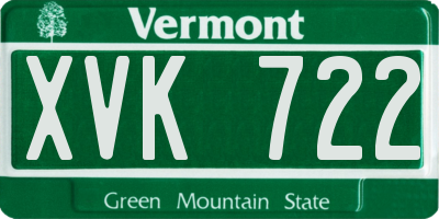 VT license plate XVK722