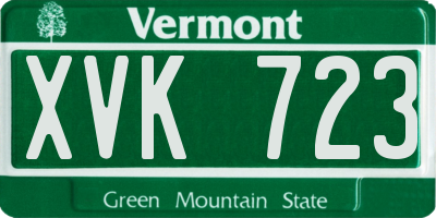 VT license plate XVK723