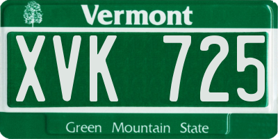VT license plate XVK725