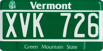 VT license plate XVK726