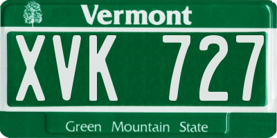 VT license plate XVK727