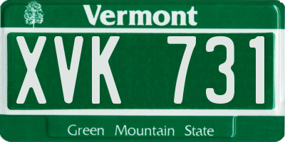 VT license plate XVK731