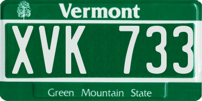 VT license plate XVK733