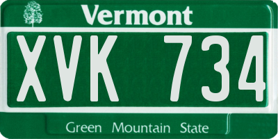 VT license plate XVK734