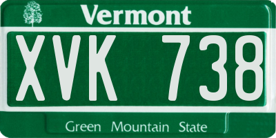 VT license plate XVK738