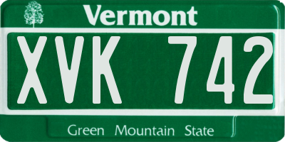 VT license plate XVK742