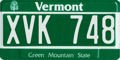 VT license plate XVK748