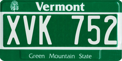 VT license plate XVK752