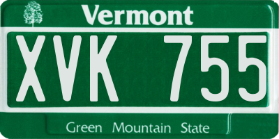 VT license plate XVK755