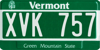 VT license plate XVK757