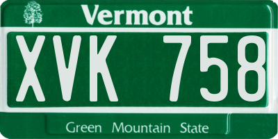 VT license plate XVK758