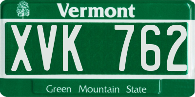 VT license plate XVK762