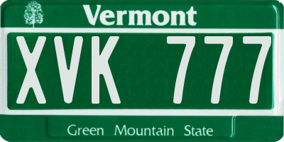 VT license plate XVK777