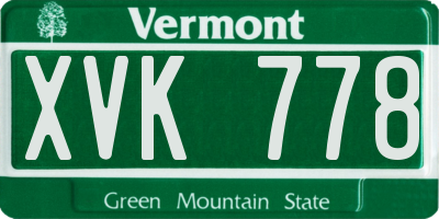 VT license plate XVK778