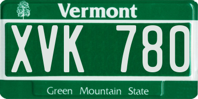 VT license plate XVK780
