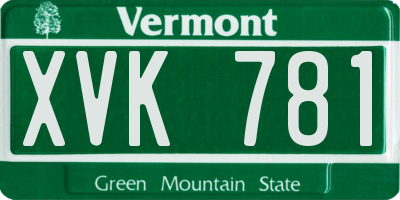 VT license plate XVK781